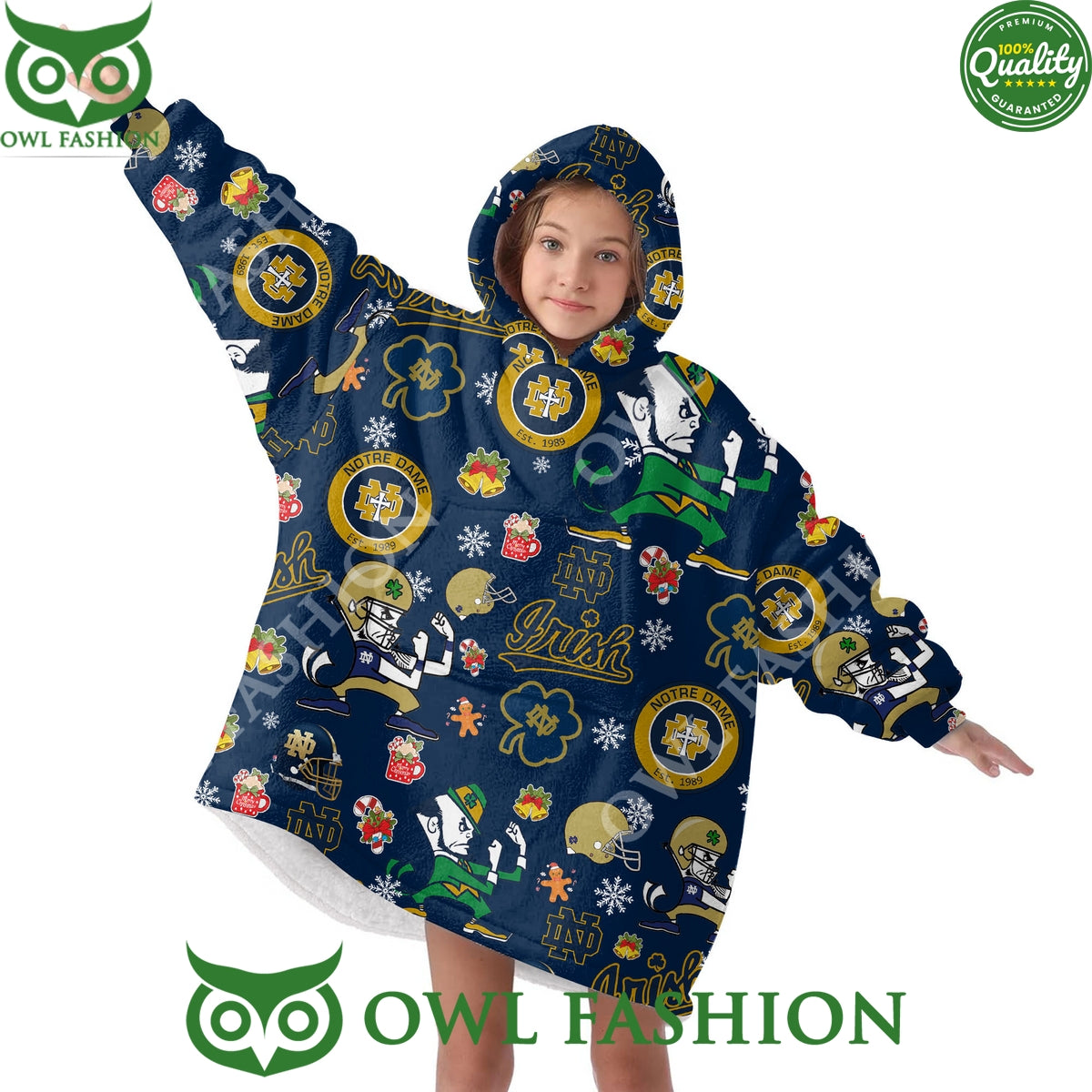Notre Dame Fighting Irish est 1989 Christmas Snuggie Hoodie
