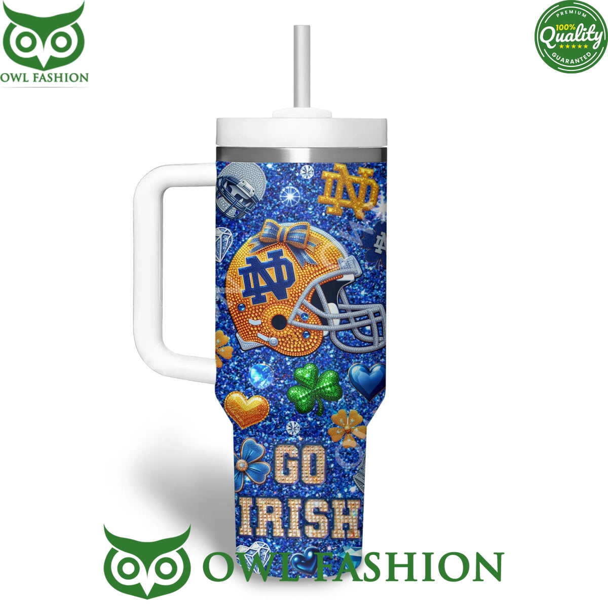 Notre Dame Fighting Irish Go Irish Blue Diamond Tumbler Cup
