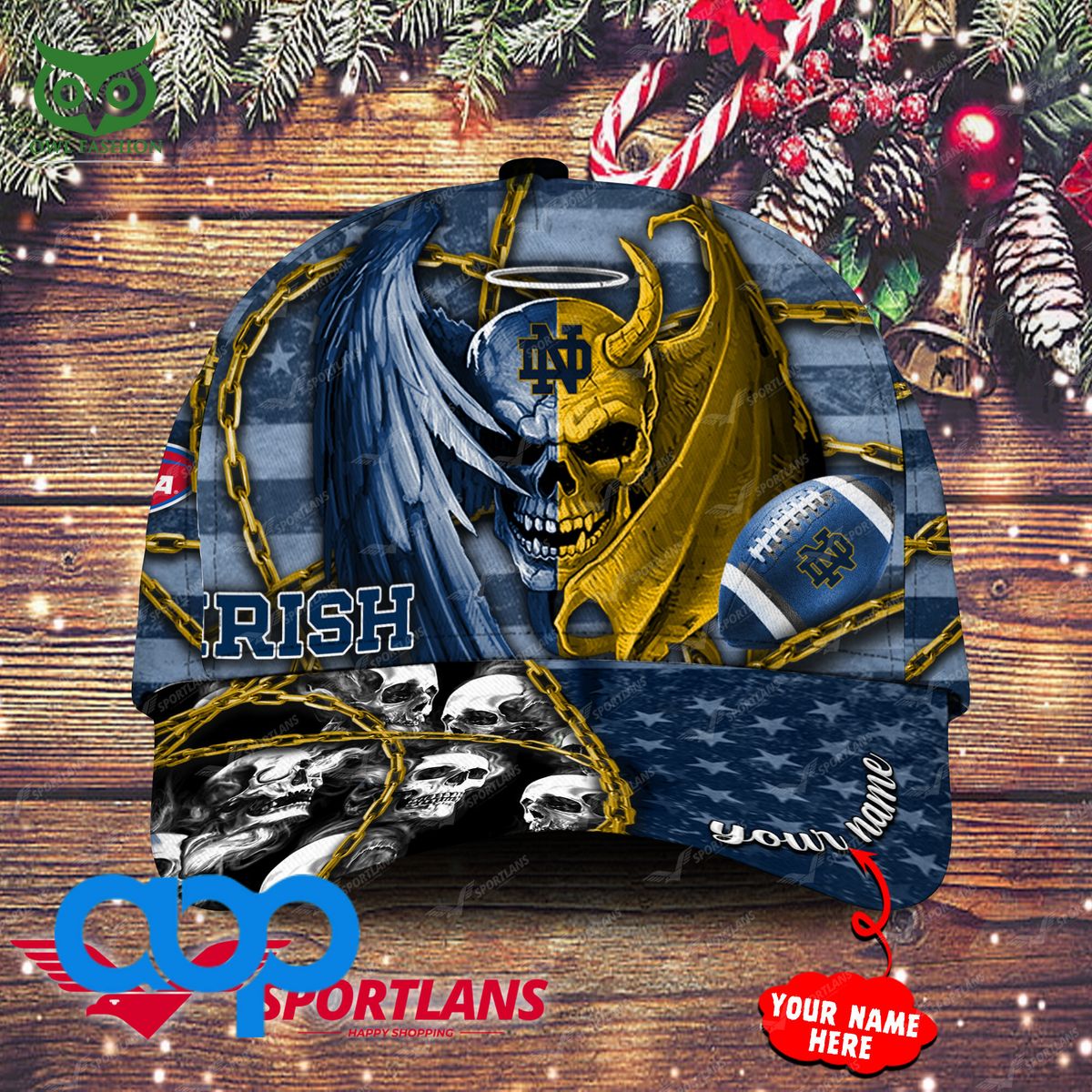 Notre Dame Fighting Irish Trend 2023 NCAA Skull Personalized Printed Cap