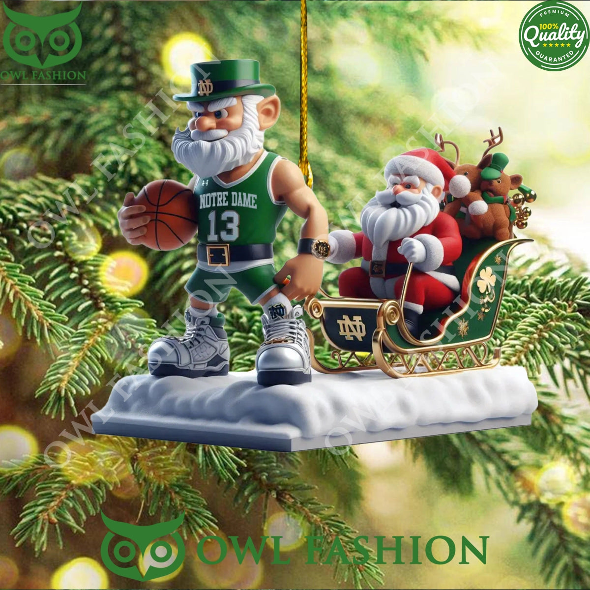 Notre Dame Football Santa Claus take to Christmas day Ornament