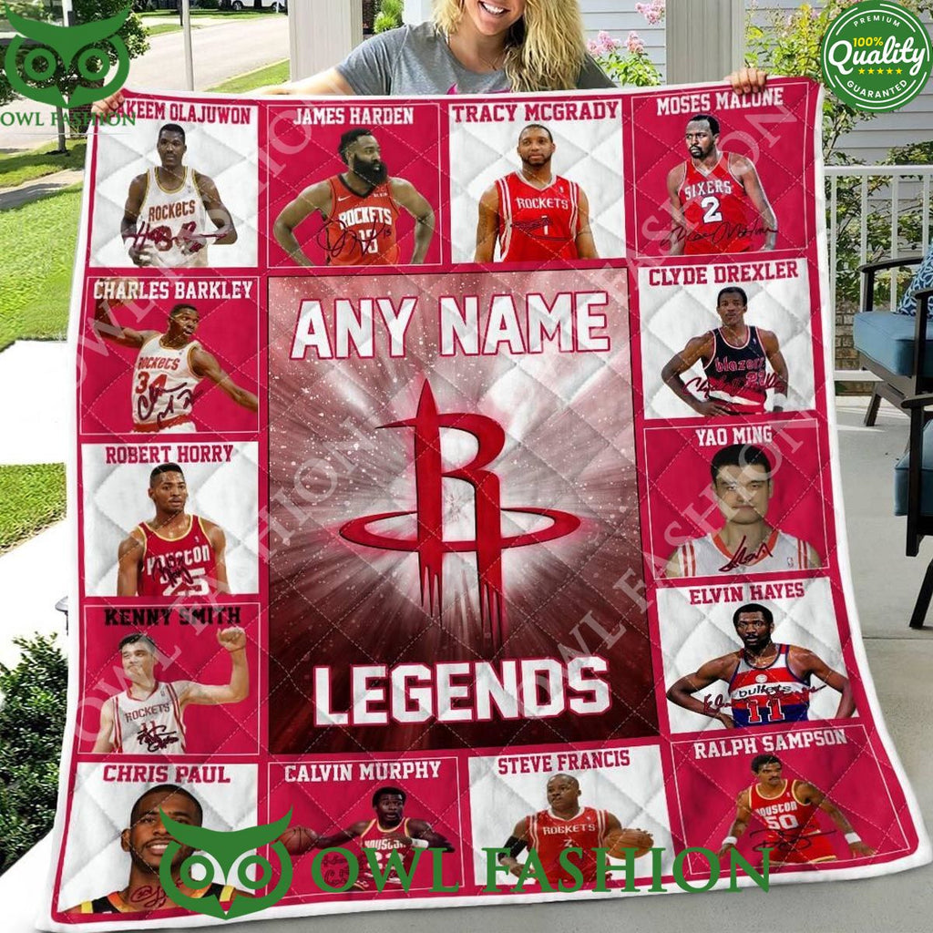 Houston Rockets Legends 2024 Team Customized Limited Quilt Fleece Blanket