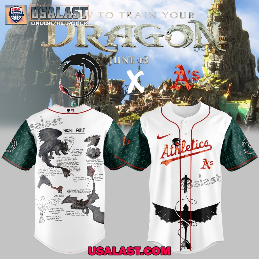 Oakland Athletics Night Fury Dragon Adult Kid Jersey Shirt