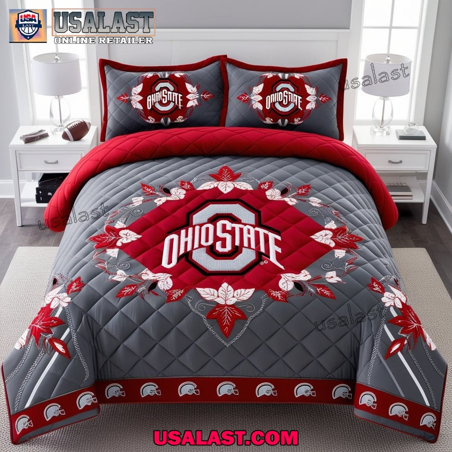 Ohio State Football Floral Bedding Set Duvet Cover