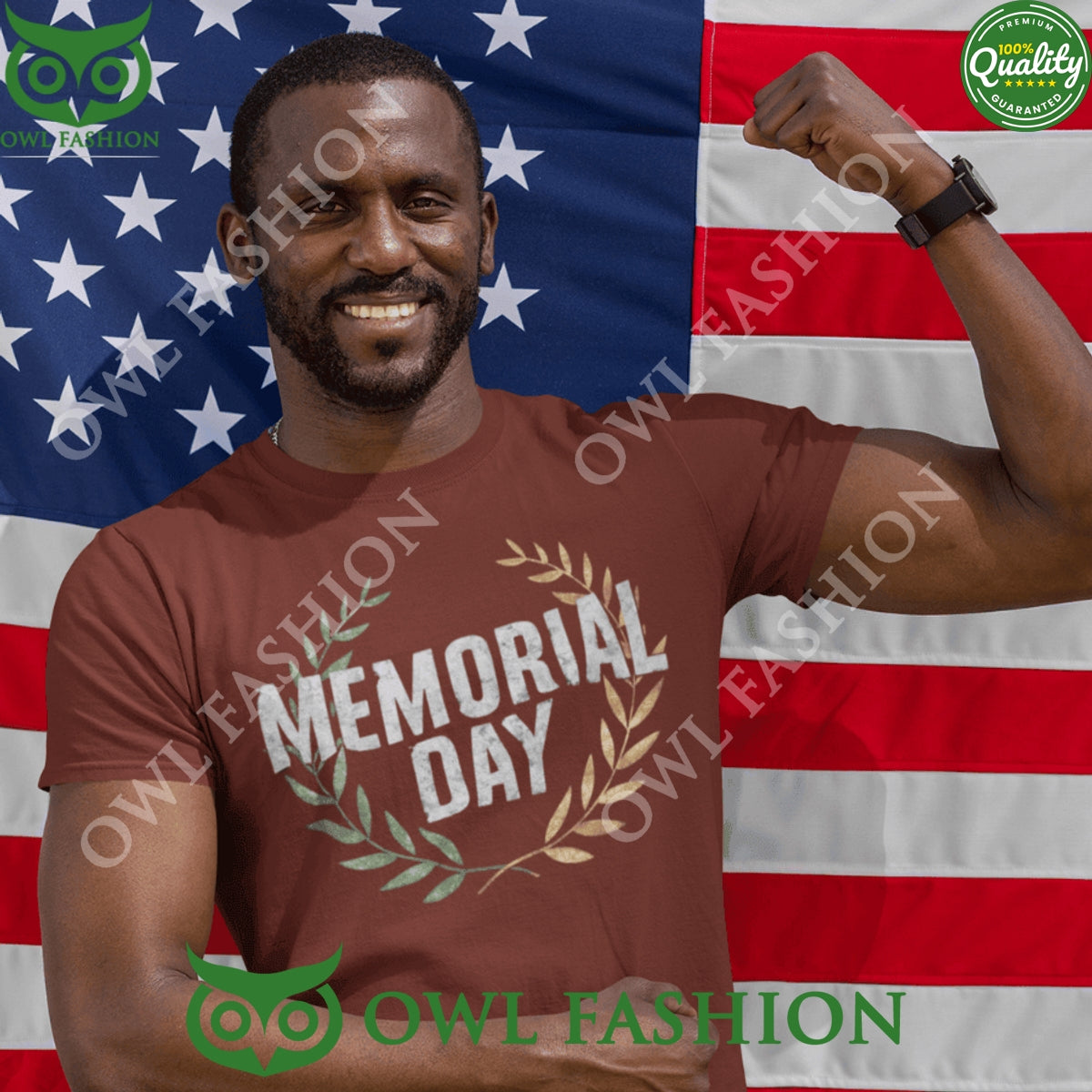 USA Memorial Day Laurel Wreath Symbol Black t Shirt