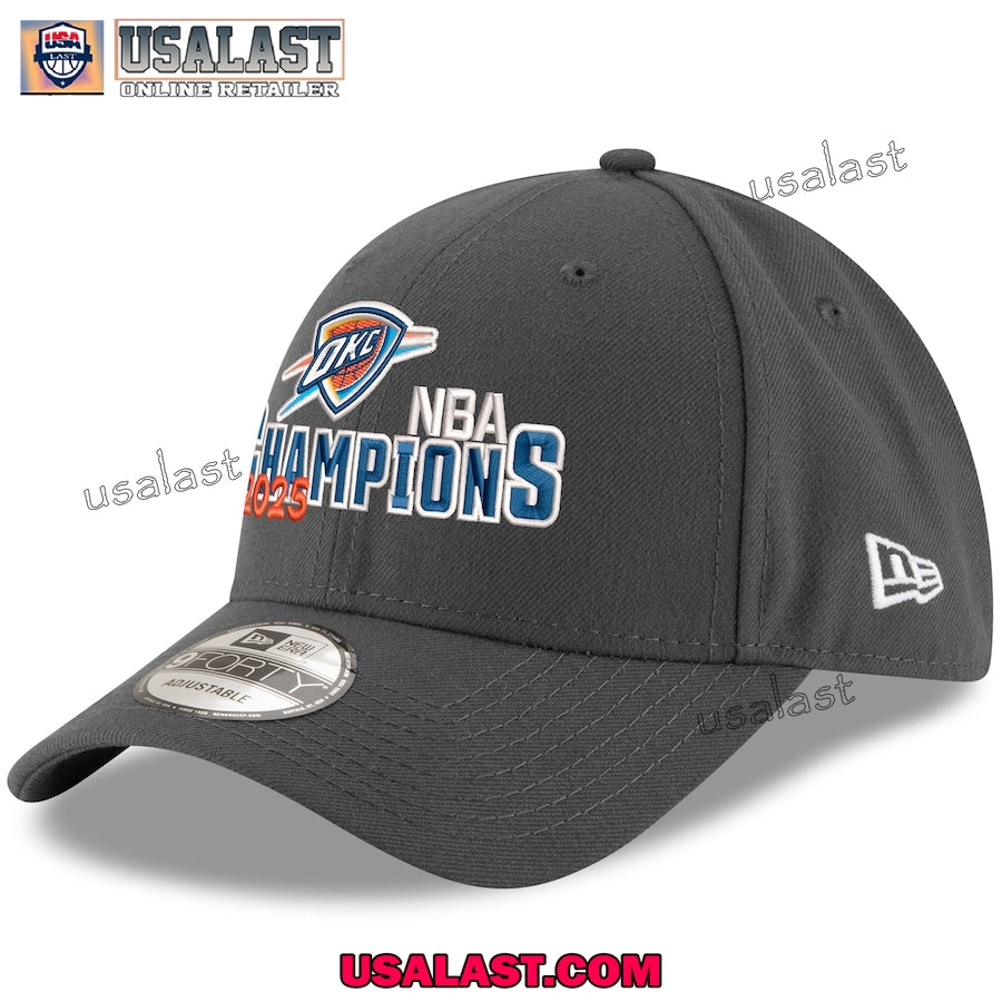 Oklahoma City Thunder 2025 NBA Champions Adjustable Graphite Cap Hat