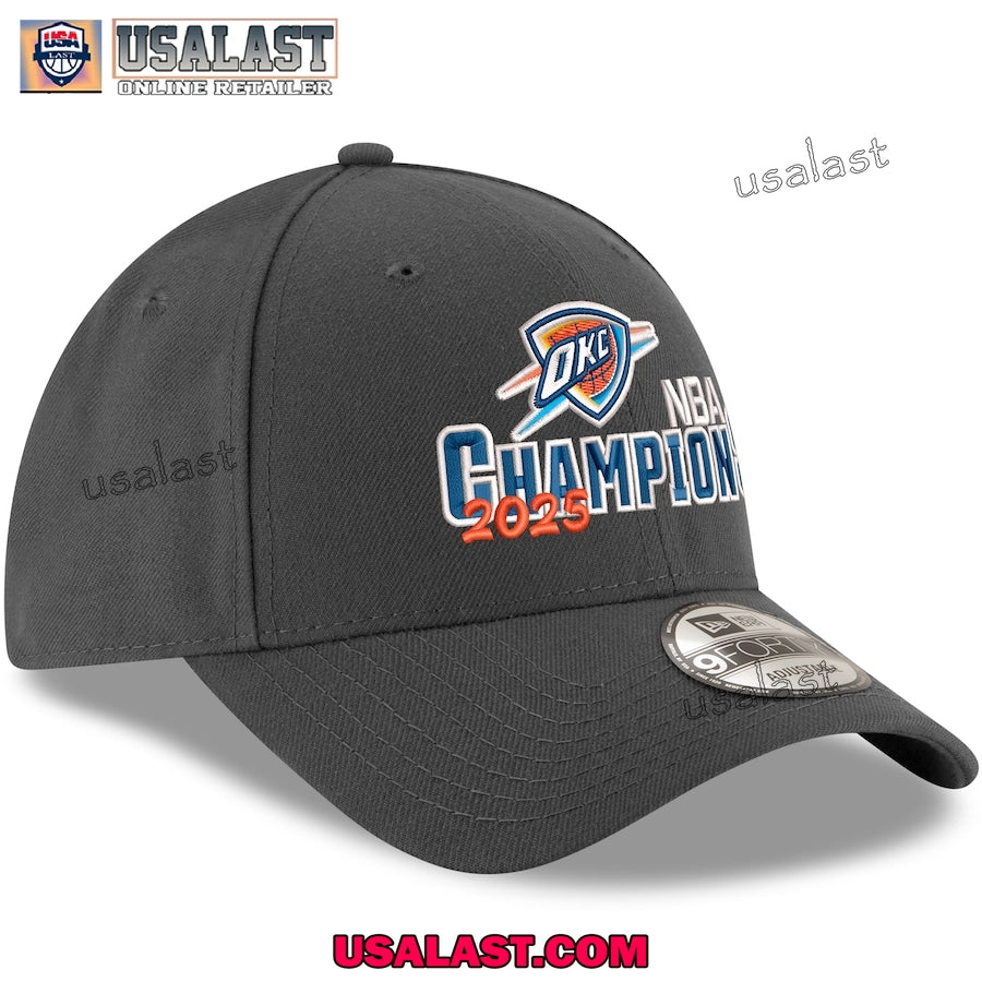 Oklahoma City Thunder 2025 NBA Champions Adjustable Graphite Cap Hat