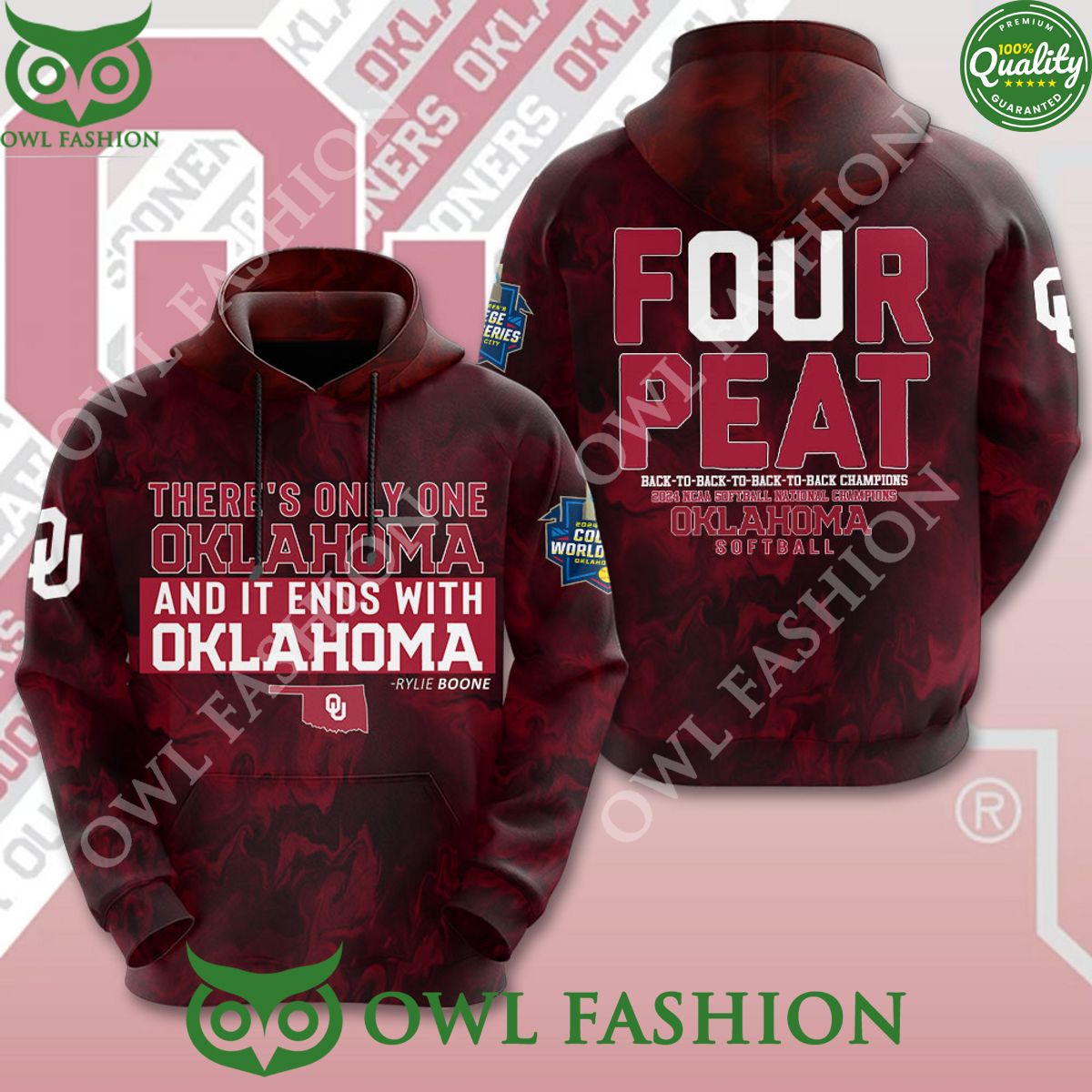 Oklahoma Sooners Four Peat Softball Theres only one Oklahoma It ends with Oklahoma t shirt
