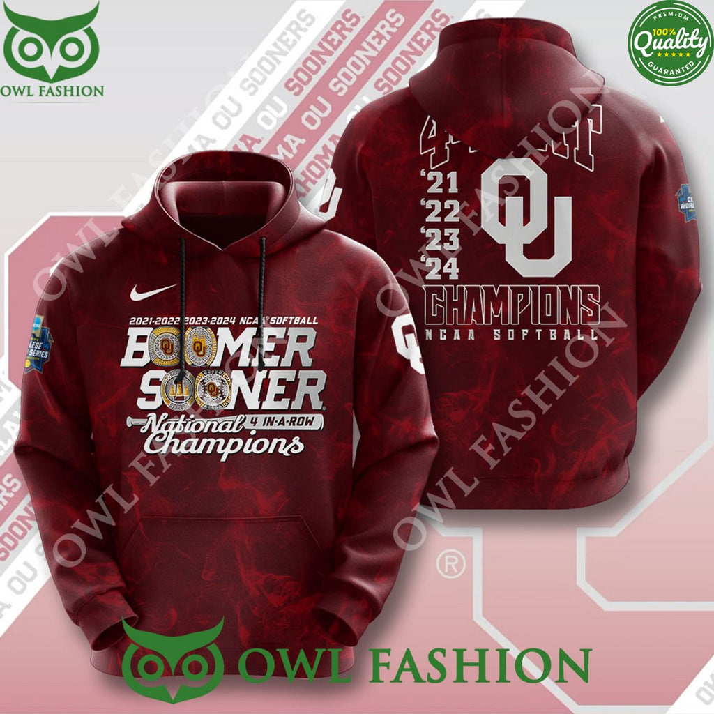 Oklahoma Sooners National Champions 4 Peat NCAA Softball 3d Tshirt