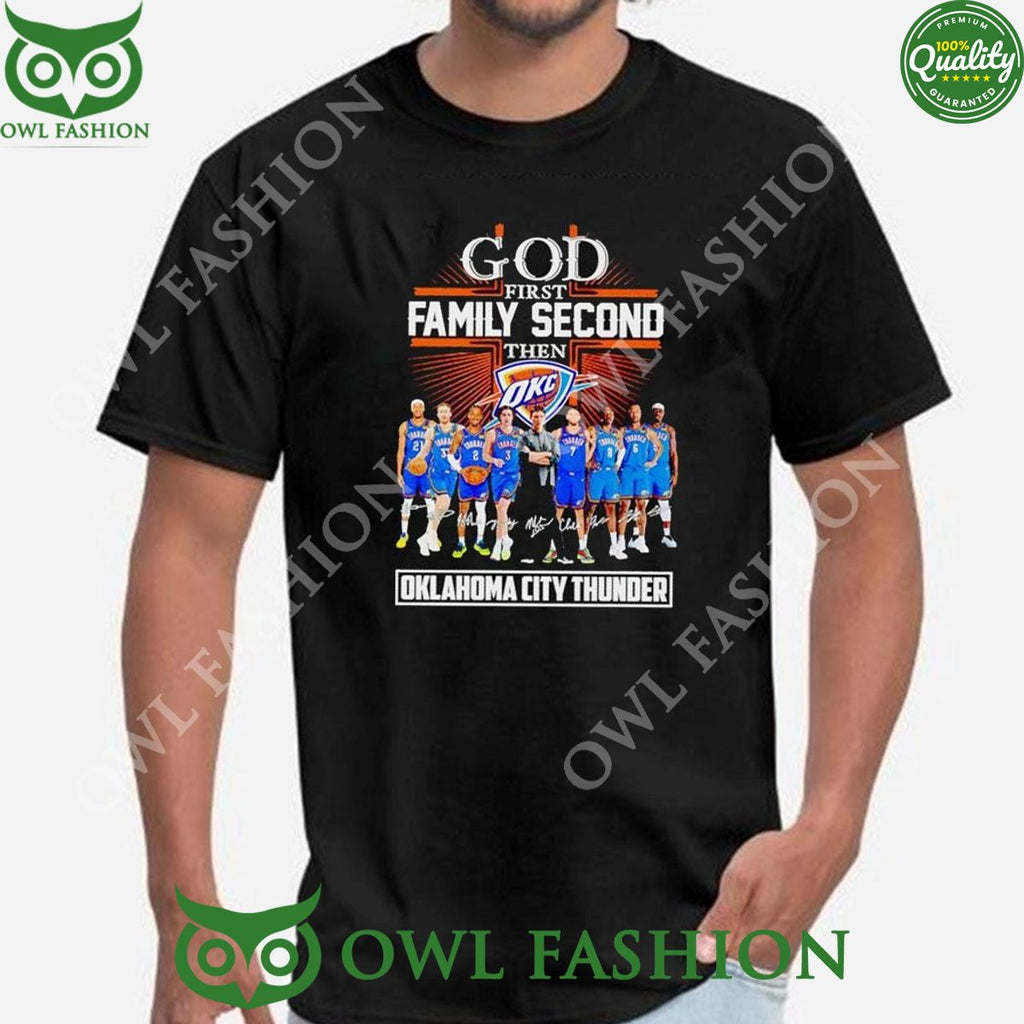 Oklahoma Thunder City God First Family Second Then Basketball Fan 2024 Shirt Hoodie