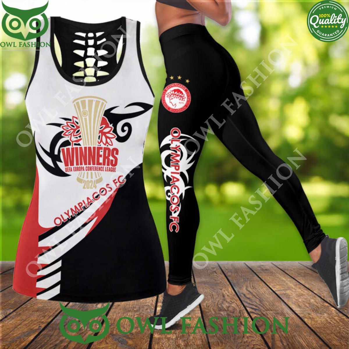 Olympiacos F.C. Europa Champion Limited Hollow Tank Top And Leggings Set