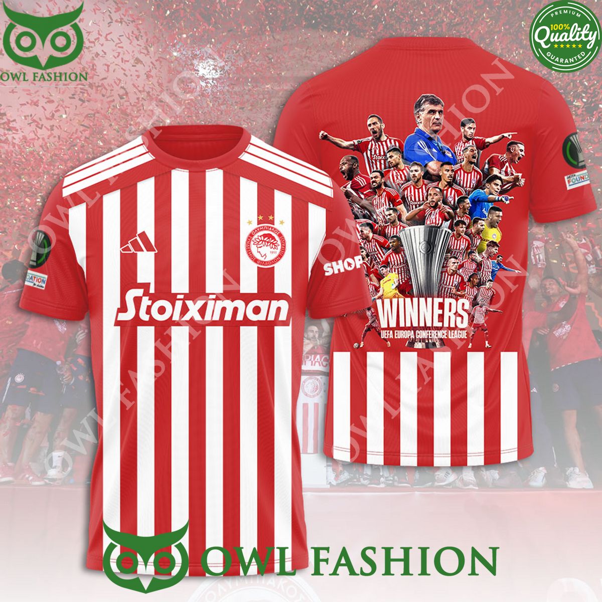 Olympiakos F.C. Football Champion UEFA Limited 3D Tshirt