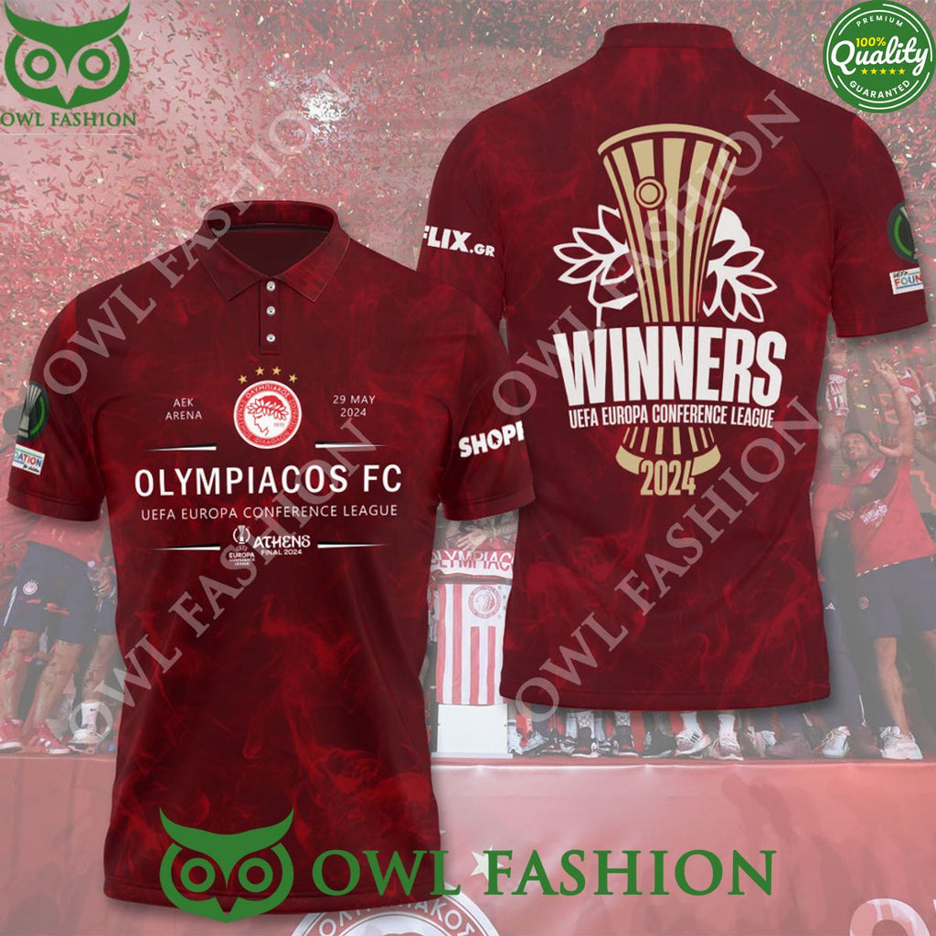 Olympiakos F.C. Red Limited UEFA Champion 3D Tshirt