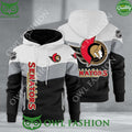 Ottawa Senators NHL Hockey Black White Printed Hoodie