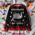 Overstimulated But Festive Ugly Christmas Sweater