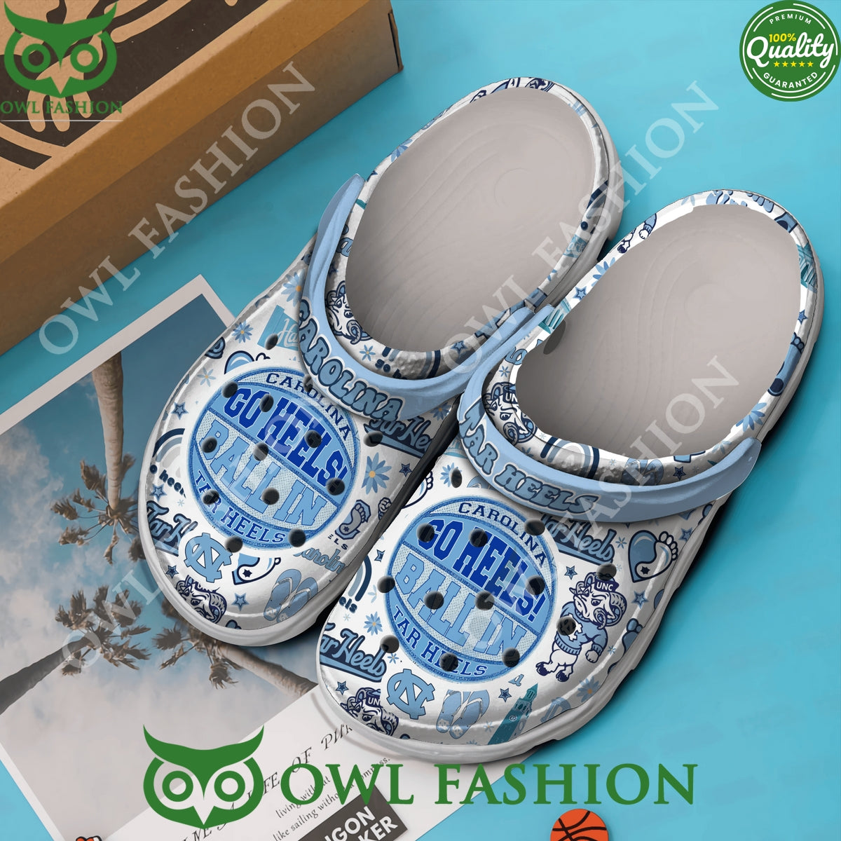 North Carolina Tar Heels Go Heels Ball in basketball crocs