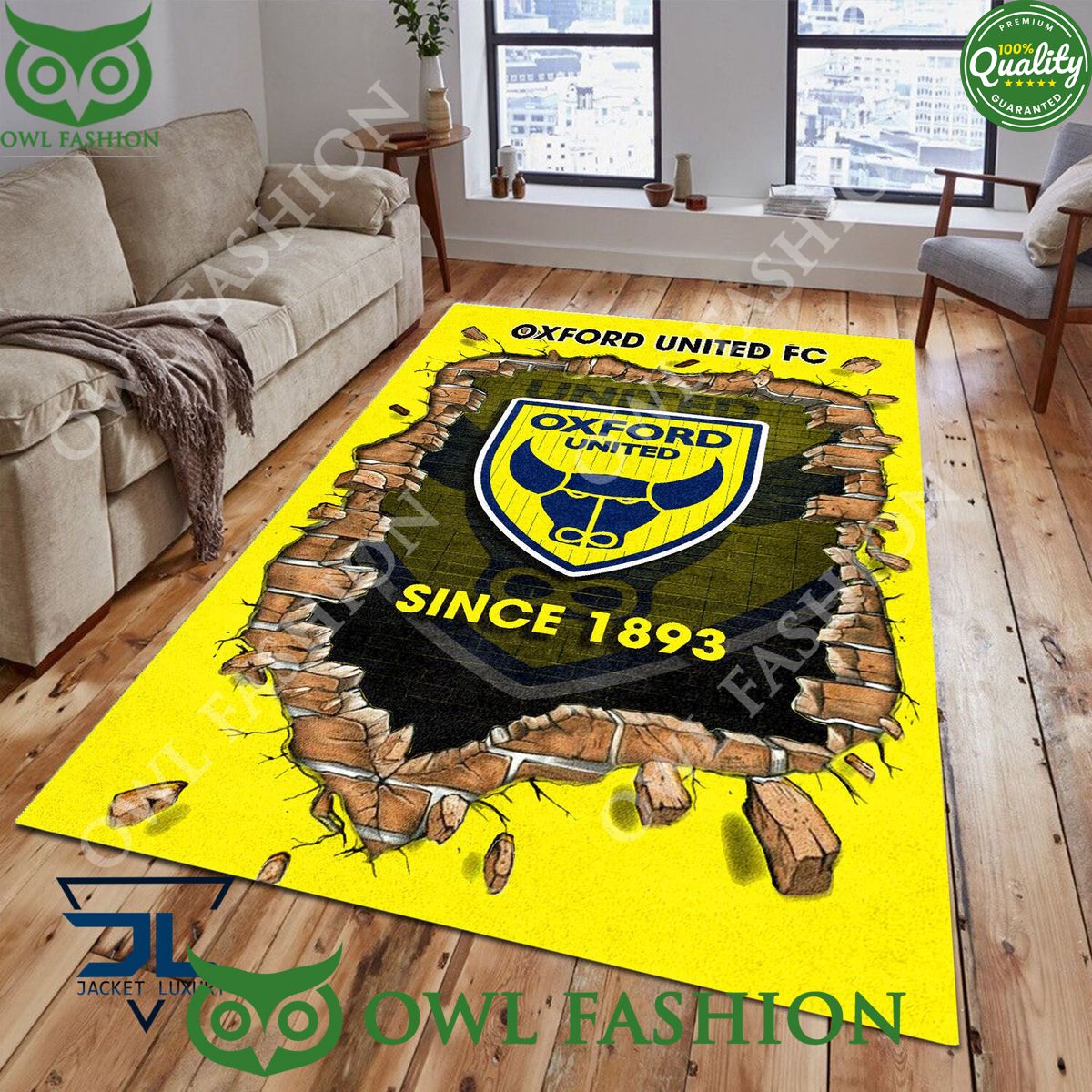 Oxford United F.C 1833 League Two Living Room Rug Carpet