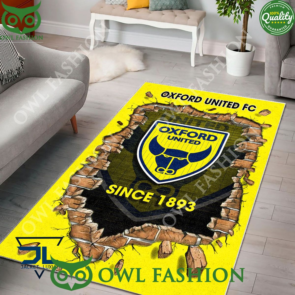 Oxford United F.C 1833 League Two Living Room Rug Carpet