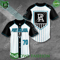 Port Adelaide FC Logo Black and White Baseball Jersey Shirt