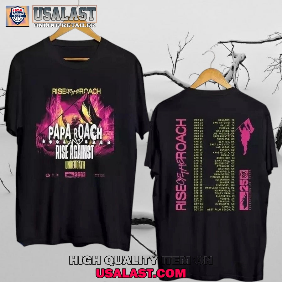 Papa Roach Rise Of The Roach Tour 2025 T-Shirt