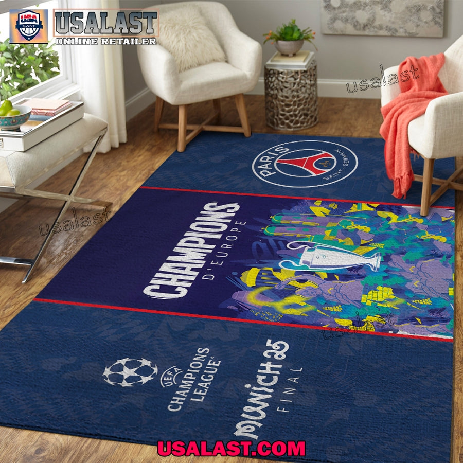Paris Saint-Germain 2025 UEFA Champions League Winner Rectangle Rug
