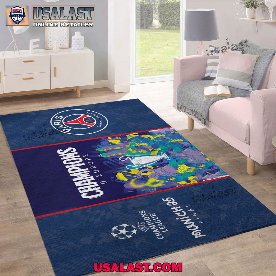 Paris Saint-Germain 2025 UEFA Champions League Winner Rectangle Rug