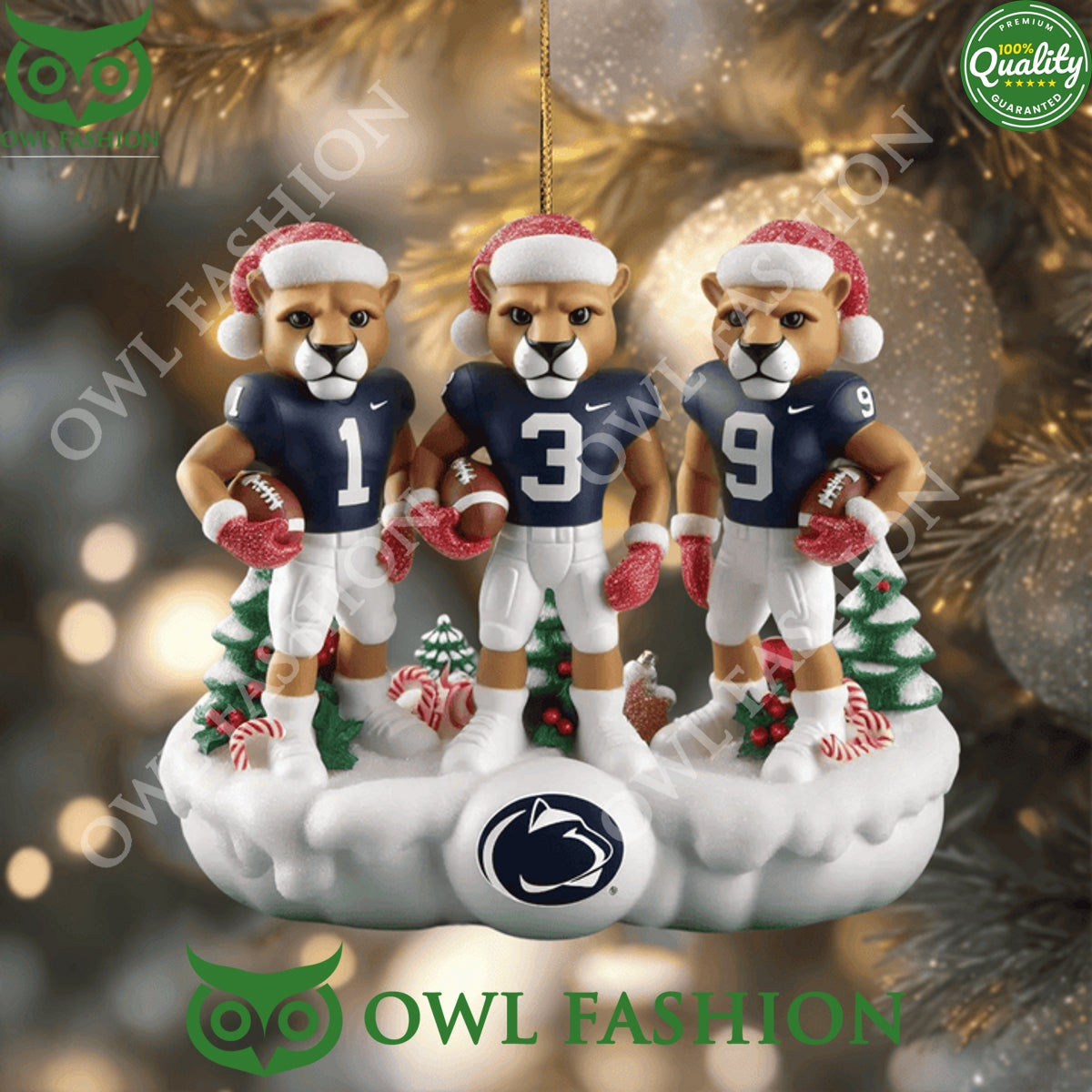 Penn State Nittany Lions K. Allen Beau Pribula on Christmas snow plastic ornament