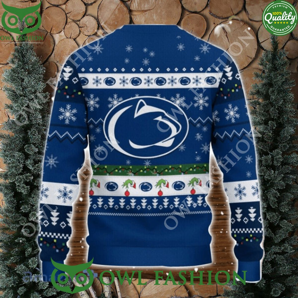 Penn State Nittany Lions NCAA Grinch Hand Funny Ugly Christmas Sweater Jumper