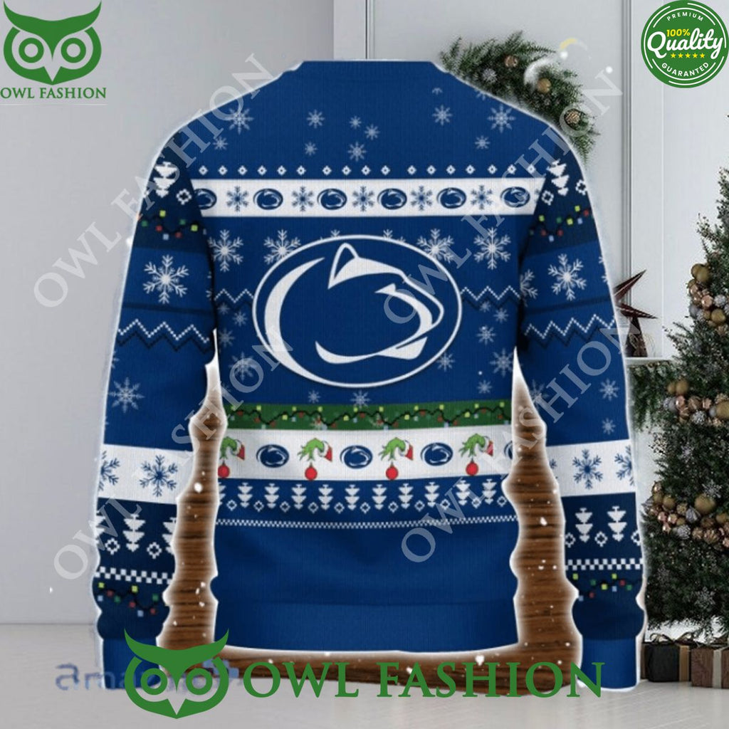 Penn State Nittany Lions NCAA Grinch Hand Funny Ugly Christmas Sweater Jumper
