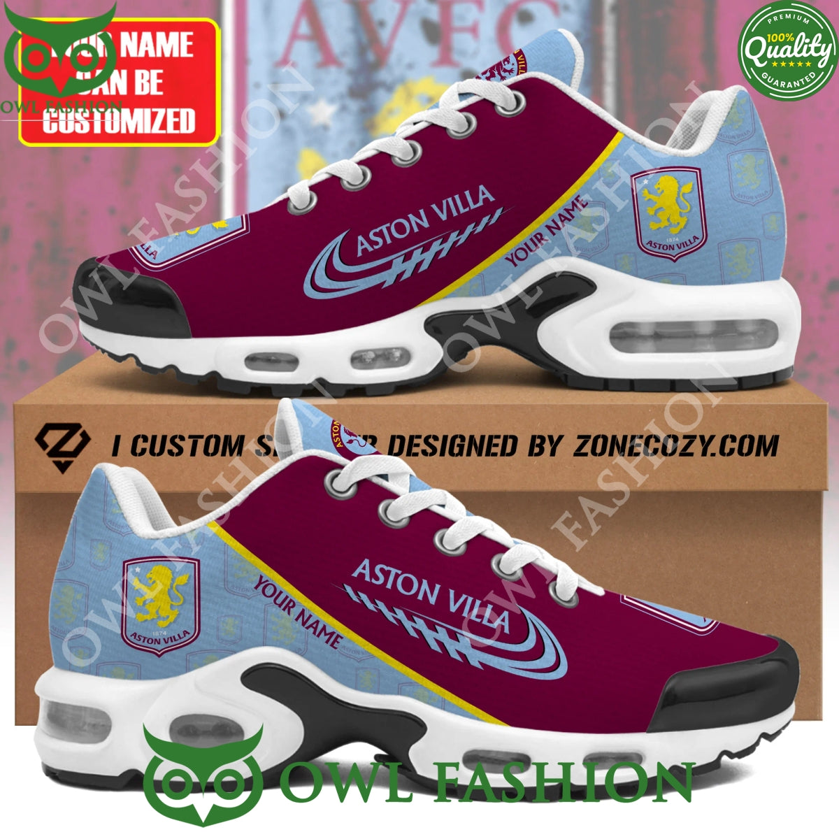 Personalized Aston Villa Football Perfect Air Cushion Sneaker Max shoes
