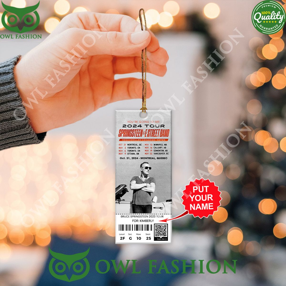 Personalized Bruce Springsteen 2024 Tour 2-Side Printed Ornament