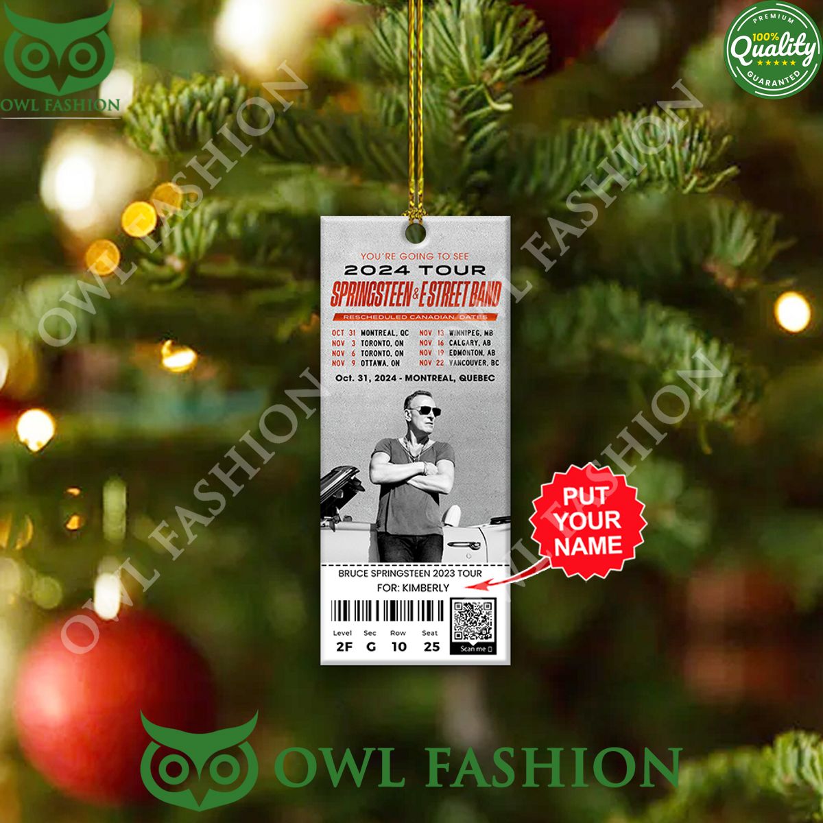 Personalized Bruce Springsteen 2024 Tour 2-Side Printed Ornament
