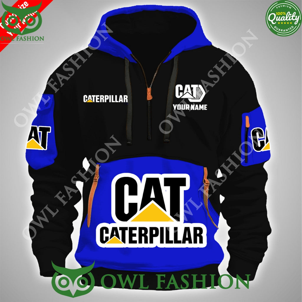Personalized Caterpillar Workwear Cat 100 year engine half zipper hoodie