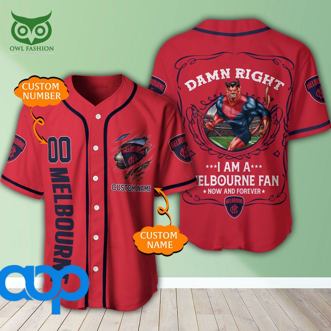 Personalized Damn Right Melbourne Football Club 3D Baseball Jersey AFL Mascot