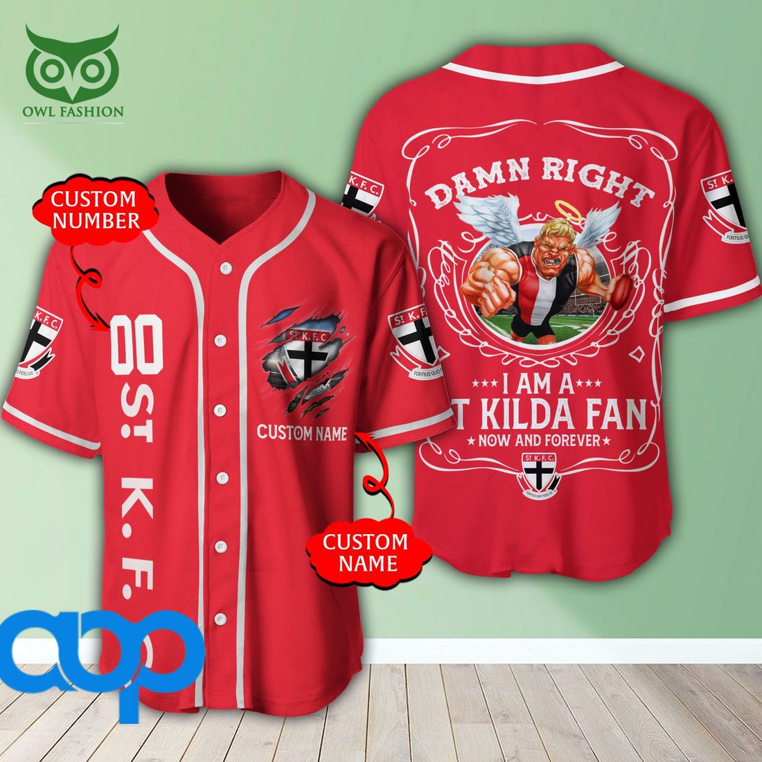 Personalized Damn Right St Kilda Football Club 3D Baseball Jersey AFL Mascot