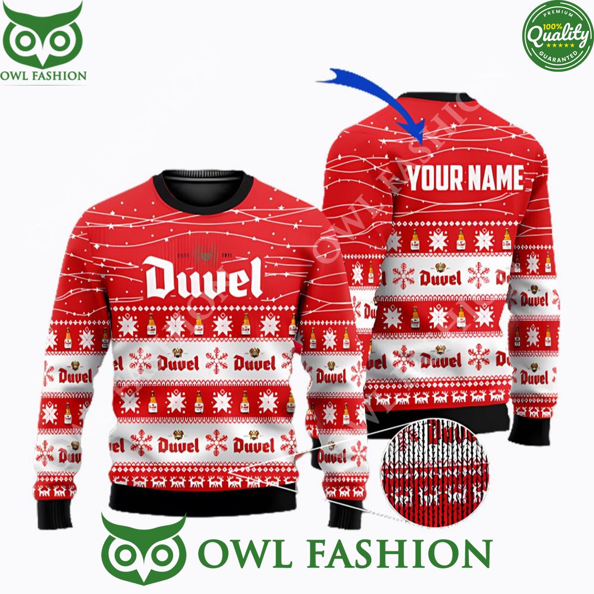 Personalized Duvel Beer Christmas Sweater Jumper