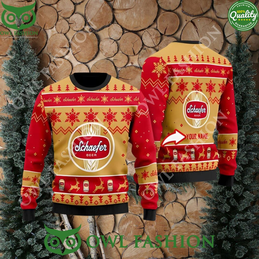 Personalized Funny Schaefer Beer Ugly Christmas Sweater 3D Printed Jumper