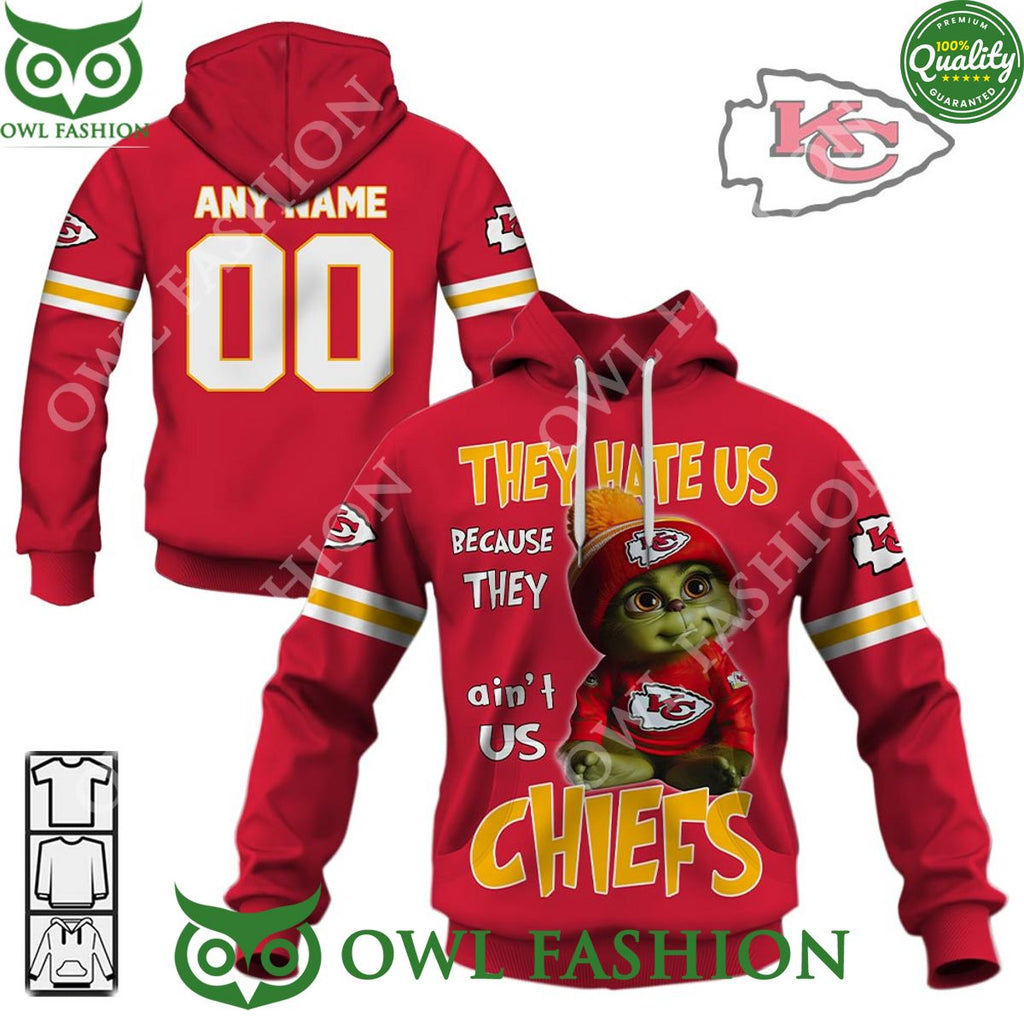 Personalized KC Chiefs Baby Grinch They hate us because they aint us printed hoodie shirt