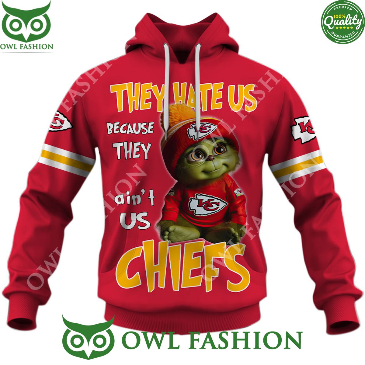 Personalized KC Chiefs Baby Grinch They hate us because they aint us printed hoodie shirt