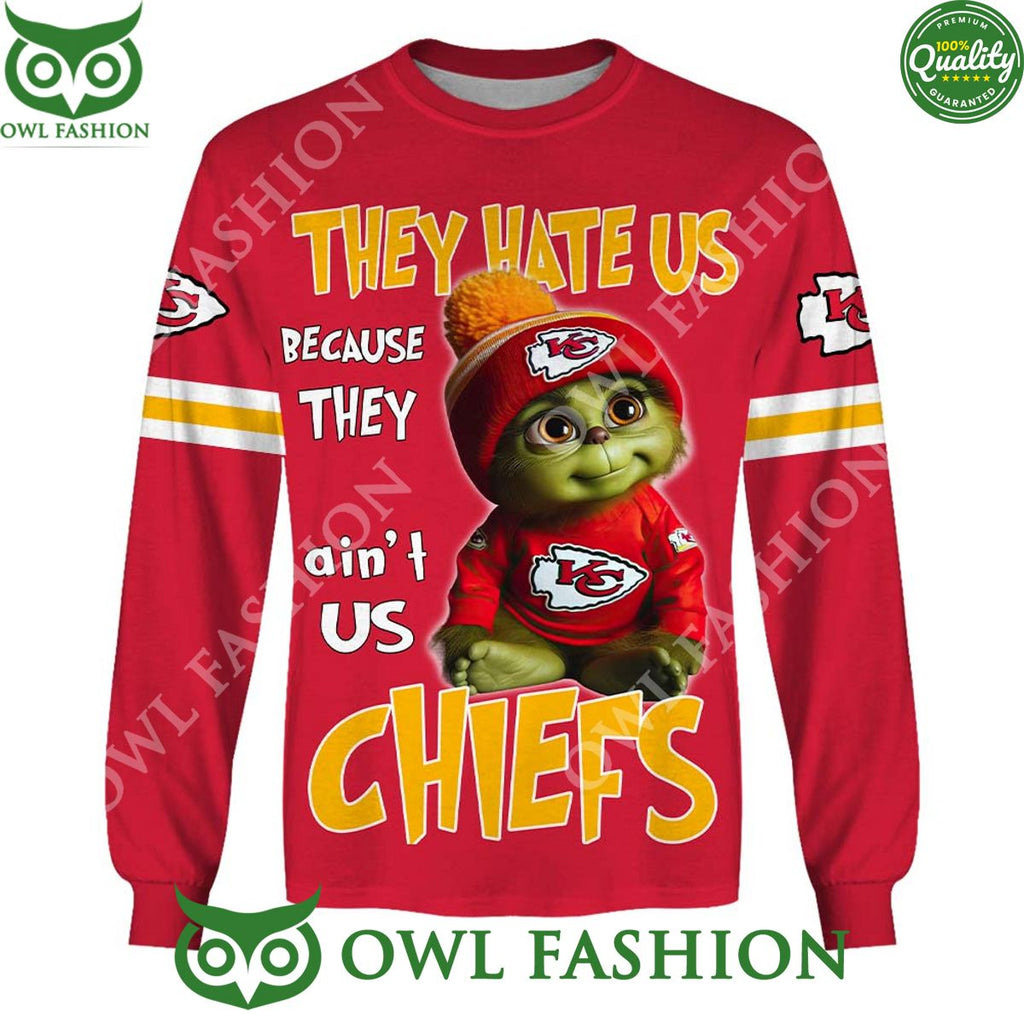 Personalized KC Chiefs Baby Grinch They hate us because they aint us printed hoodie shirt