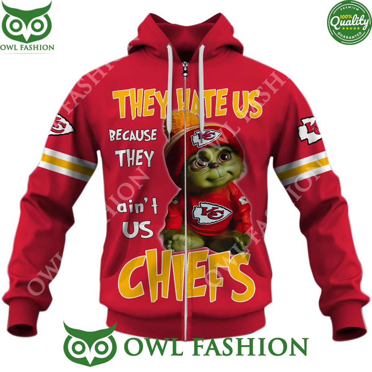 Personalized KC Chiefs Baby Grinch They hate us because they aint us printed hoodie shirt