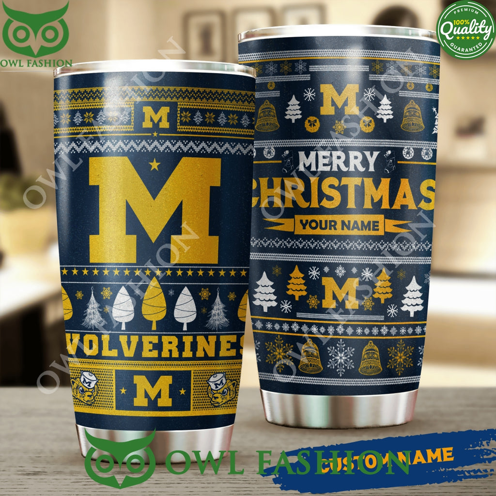 Personalized Michigan Wolverines Christmas Present Tumbler