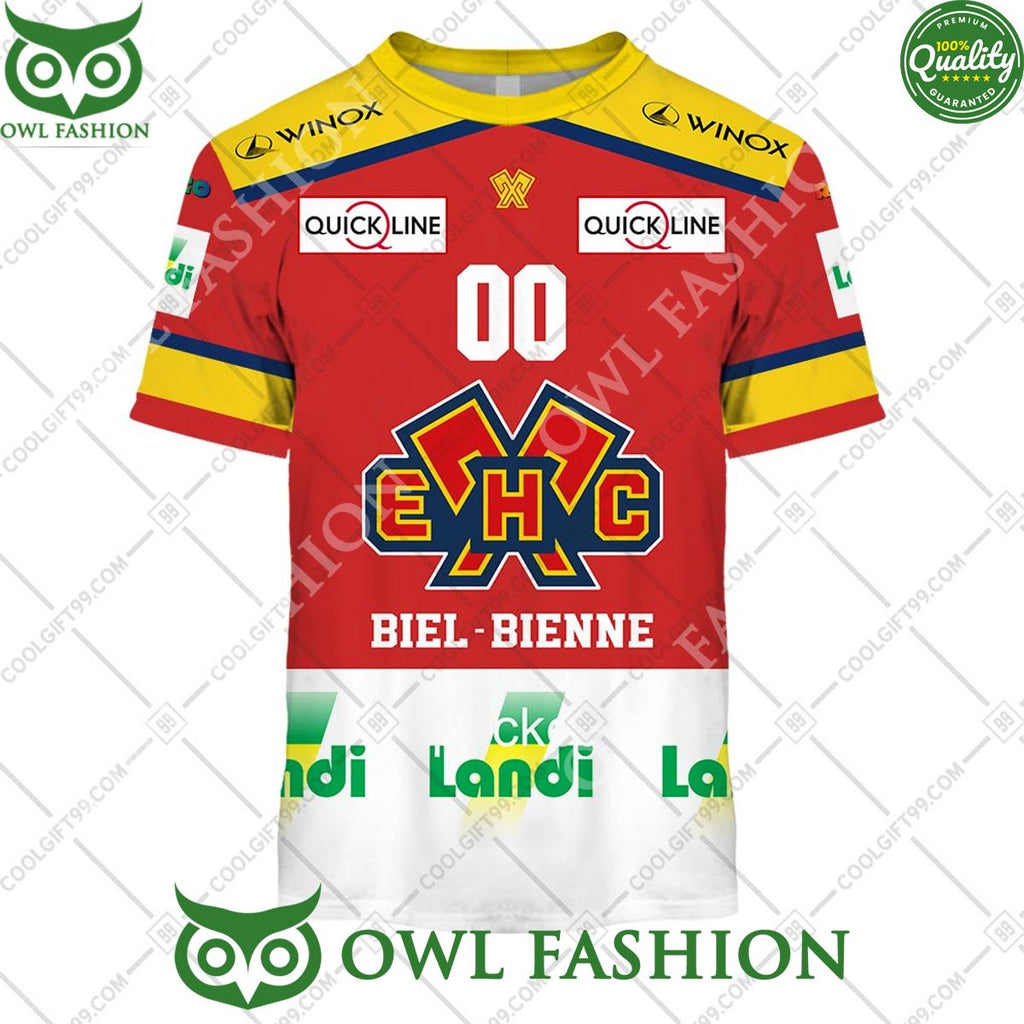 Personalized Name and Number NL Hockey EHC Biel Home jersey Style printed Hoodie shirt