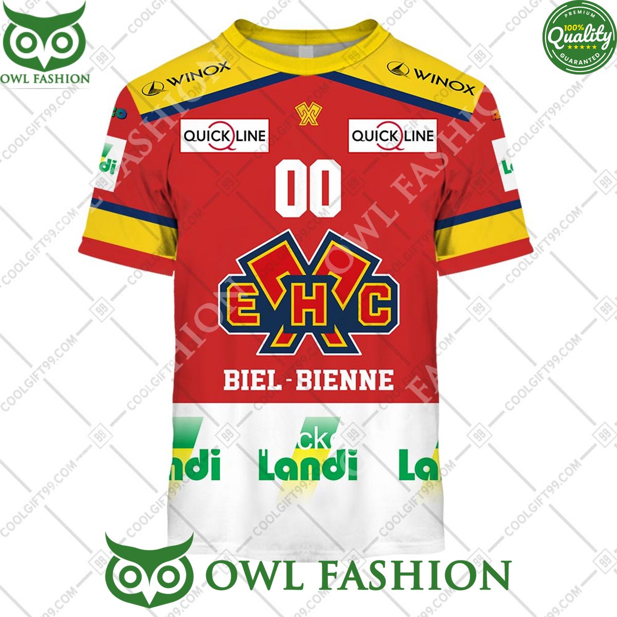Personalized Name and Number NL Hockey EHC Biel Home jersey Style printed Hoodie shirt