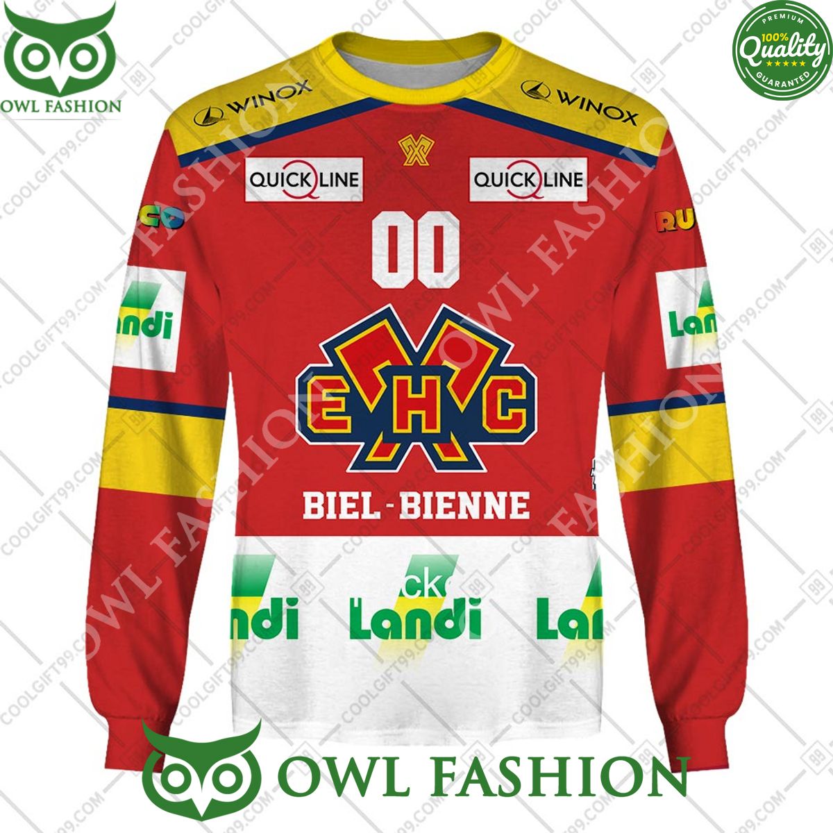 Personalized Name and Number NL Hockey EHC Biel Home jersey Style printed Hoodie shirt