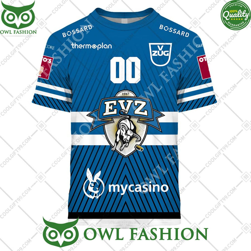Personalized Name and Number NL Hockey EV Zug Home jersey Style printed Hoodie shirt