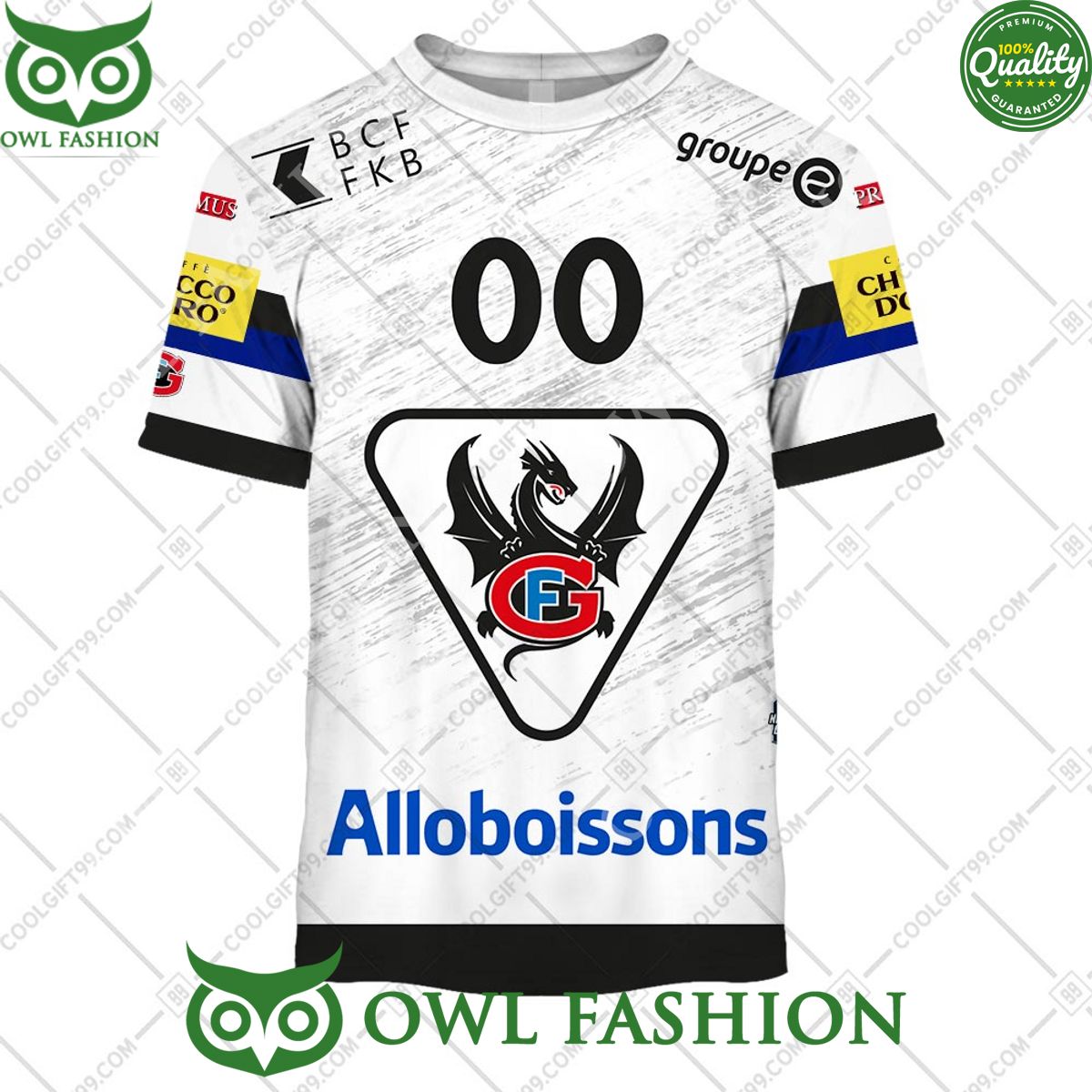 Personalized Name and Number NL Hockey Fribourg Gotteron Away jersey Style printed Hoodie shirt