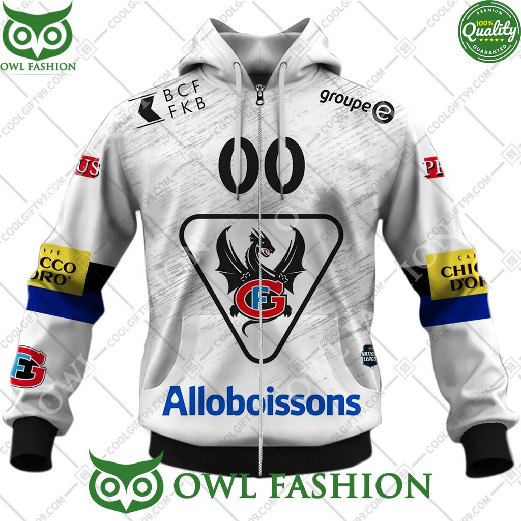 Personalized Name and Number NL Hockey Fribourg Gotteron Away jersey Style printed Hoodie shirt