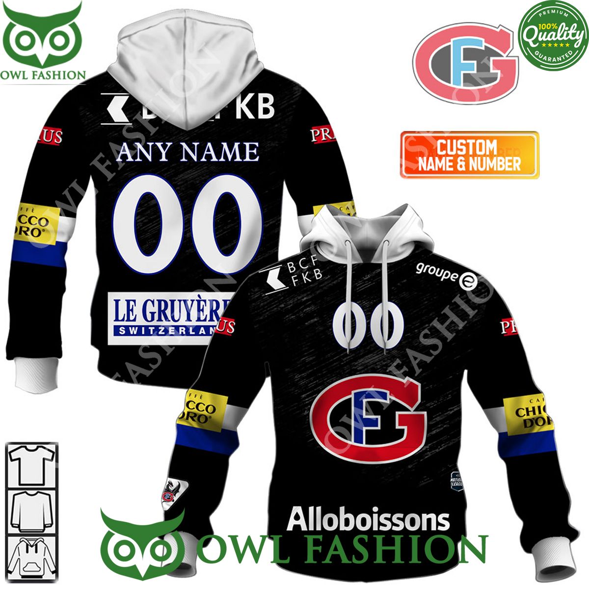 Personalized Name and Number NL Hockey Fribourg Gotteron Home jersey Style printed Hoodie shirt