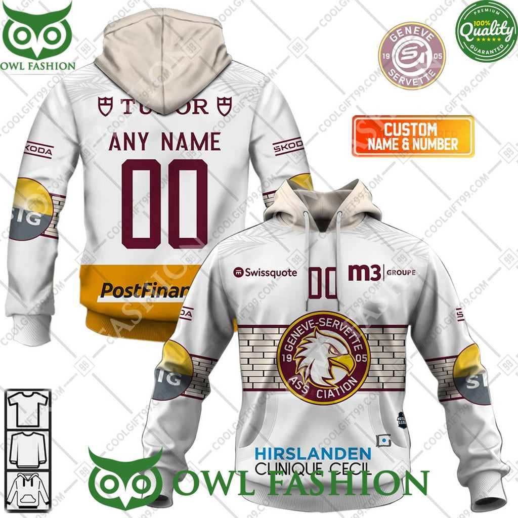 Personalized Name and Number NL Hockey Geneve Servette HC Away jersey Style printed Hoodie shirt