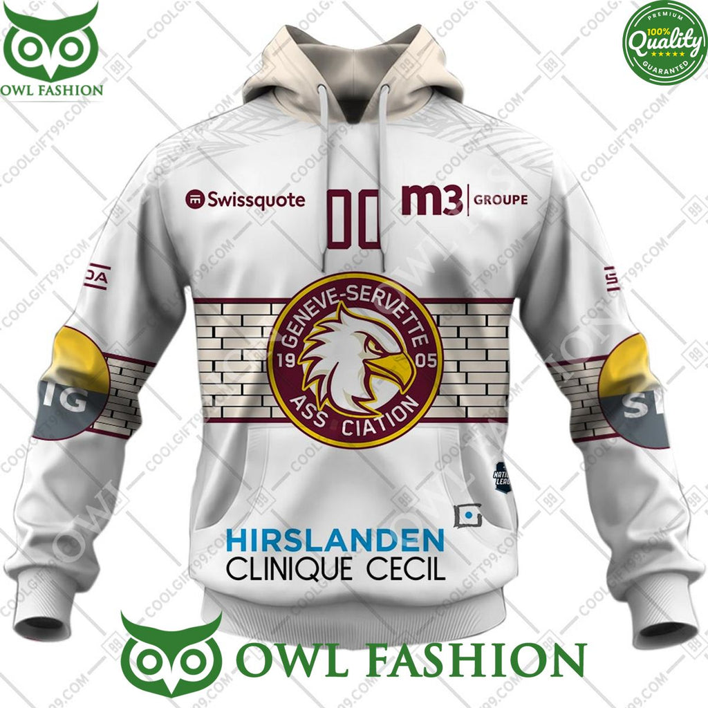 Personalized Name and Number NL Hockey Geneve Servette HC Away jersey Style printed Hoodie shirt